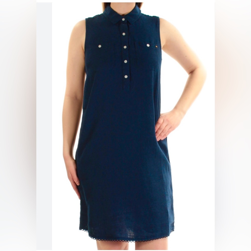 TOMMY HILFIGER Linen Blend Navy Blue
Sleeveless Mini Dress Size 6